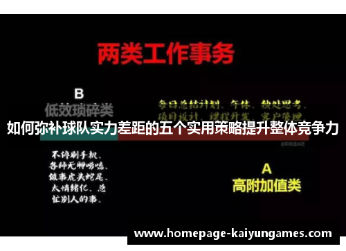 如何弥补球队实力差距的五个实用策略提升整体竞争力 如何弥补球队实力差距的五个实用策略提升整体竞争力